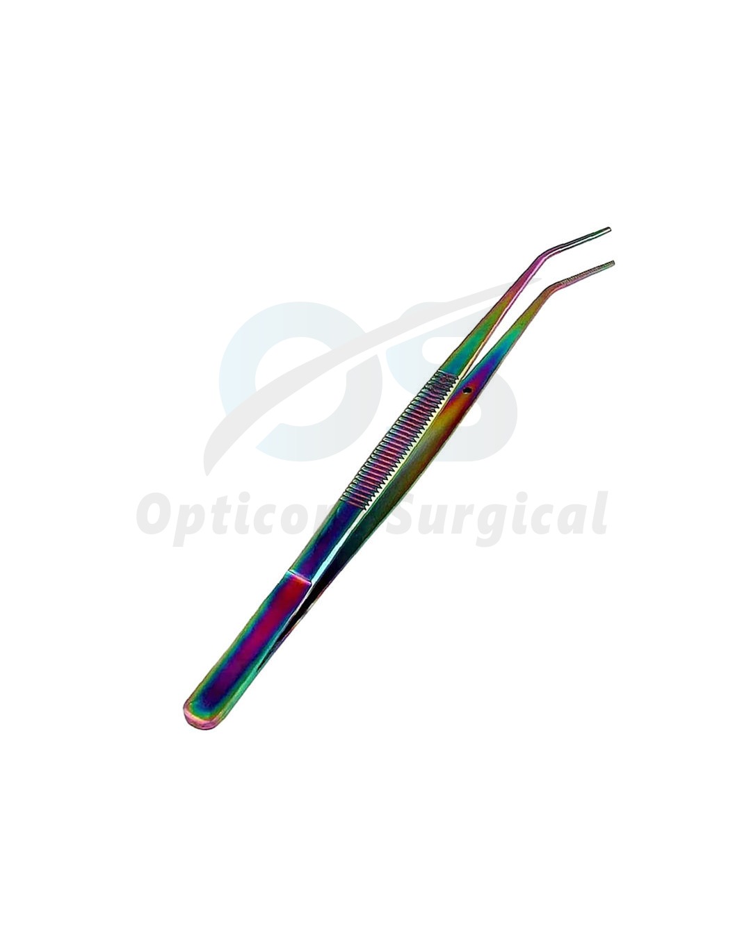 Dental College Tweezers – Angled & Straight Tip (Rainbow Titanium Finish) (2)