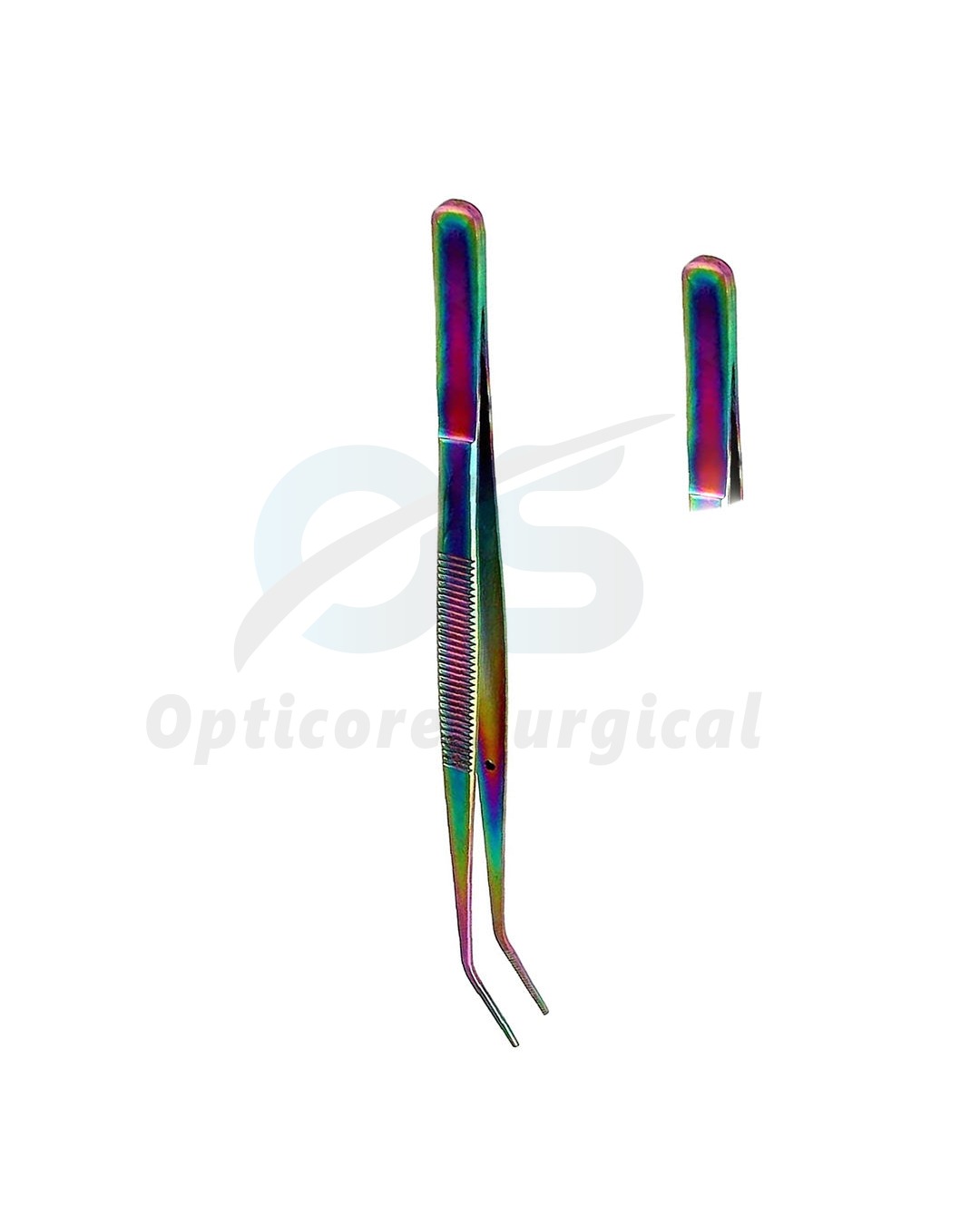 Dental College Tweezers – Angled & Straight Tip (Rainbow Titanium Finish) (5)