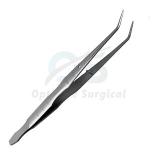 Dental Surgical Locking Tweezers – Angled Tips Matte Black Finish