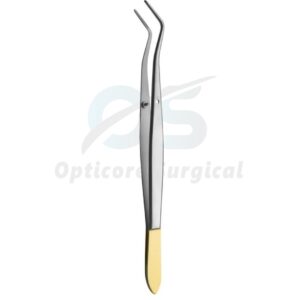 Dental Surgical Locking Tweezers – Angled Tips with Gold Handle