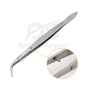 Dental Surgical Locking Tweezers – Angled Tip Stainless Steel